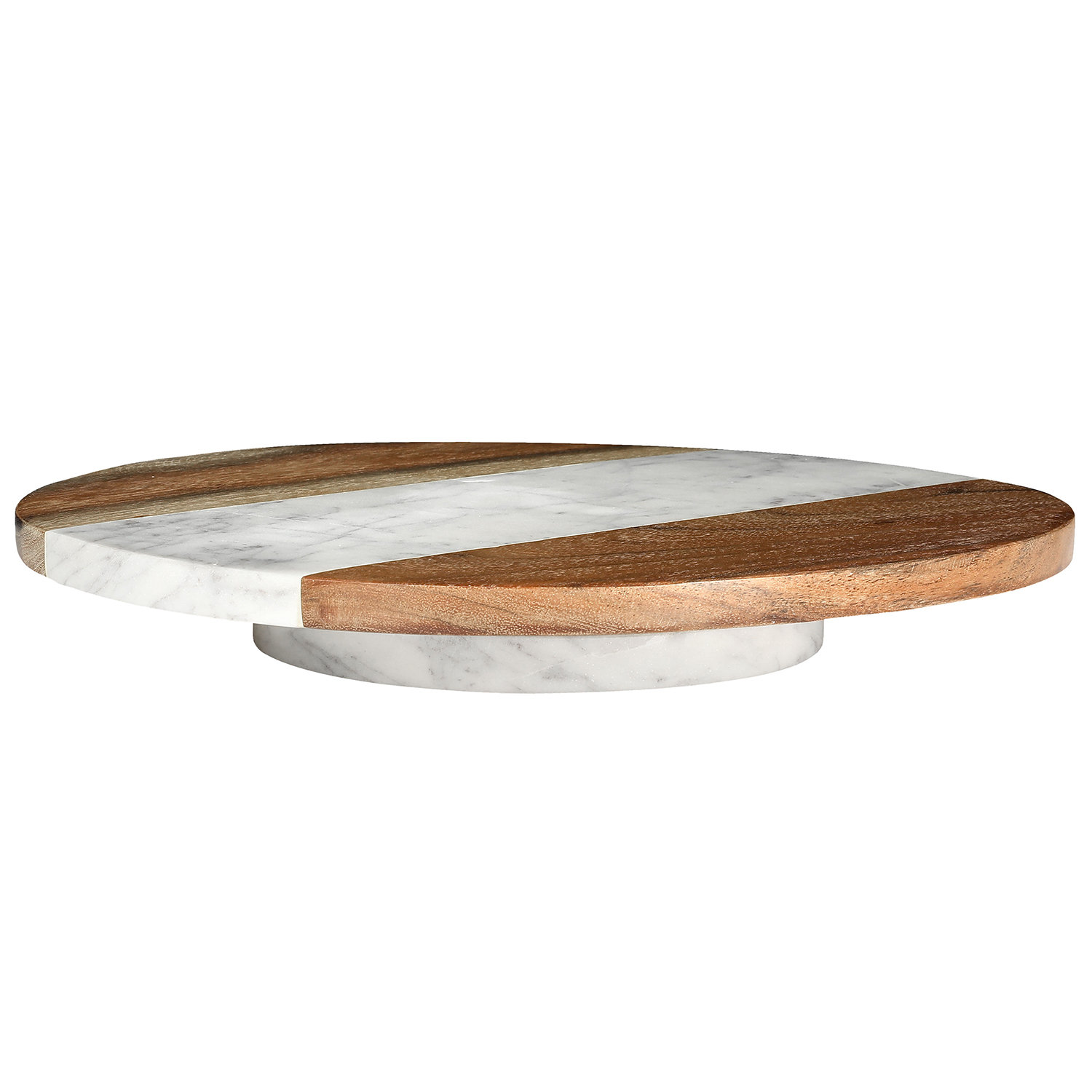Acacia Wood and Marble Lazy Susan 16-Piece Serving Set