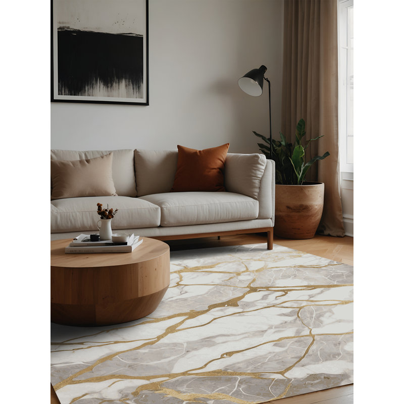 Machine Washable Gray Area Rug, Square 3'