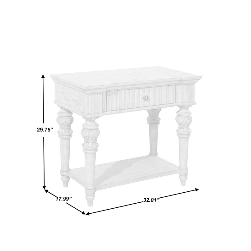 Kingsbury French Gray 1-Drawer Rubberwood Nightstand with USB