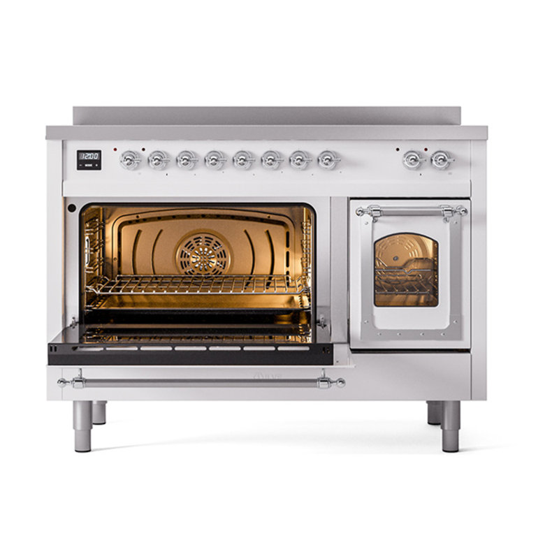 ILVE Nostalgie II Noblesse 48 in Induction Range, White/Chrome