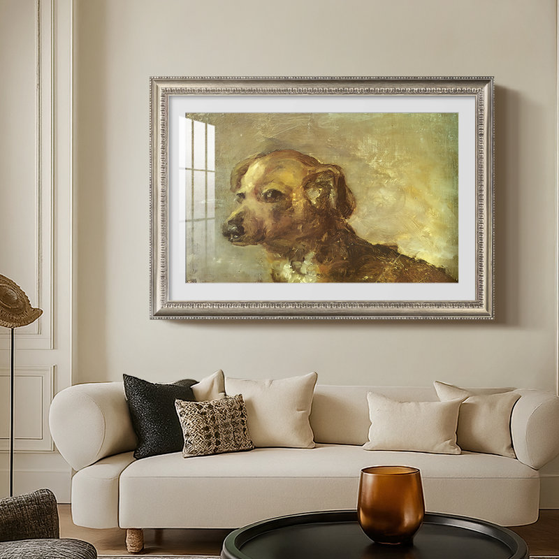 Cliper, the Artist's Dog, 1895 - Pablo Picasso - Toile encadrée sur mesure, Oui, Beaded Pewter Satin, 24X34