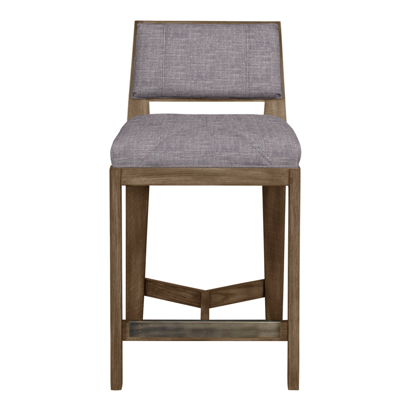 Scoville By Thom Filicia Upholstered Counter Stool with Solid Wood Frame, Hampton, Chenille nomade ardoise Crypton®