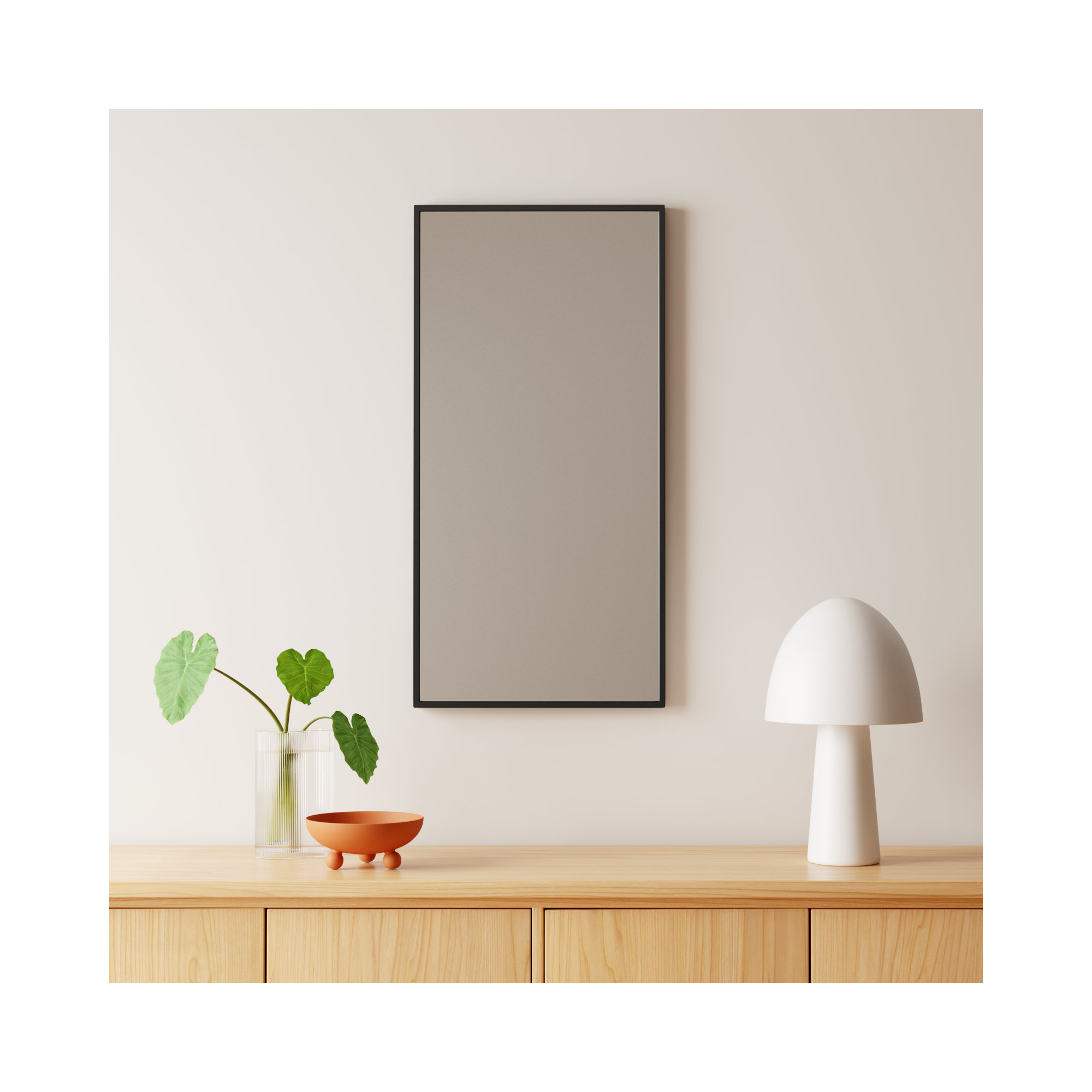 Sabine Metal Rectangle Wall Mirror, 36" x 18", Black