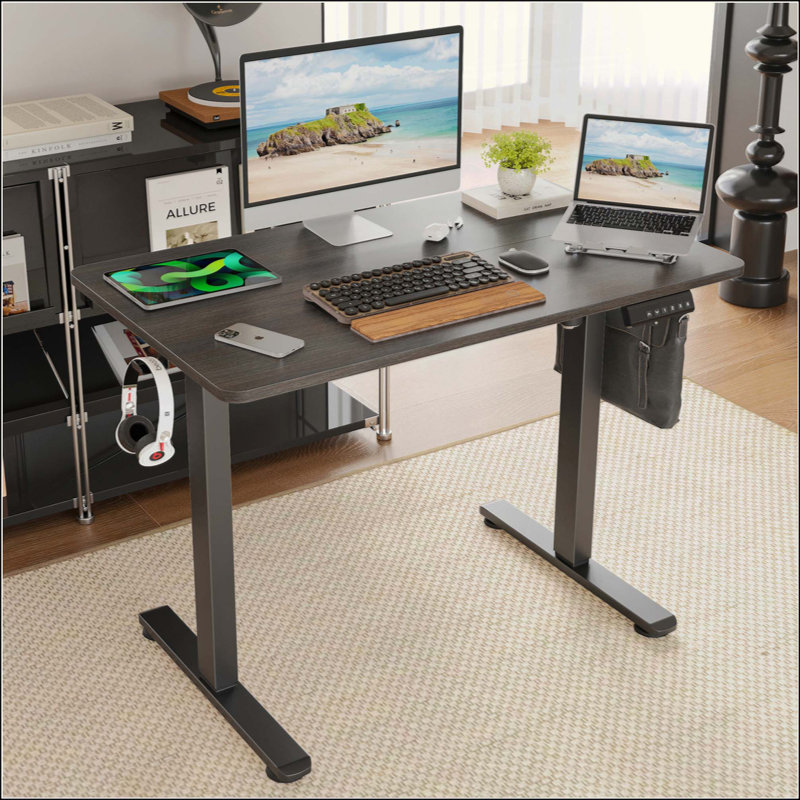 Bureau de travail électrique à hauteur réglable, H 45 po x l 40,55 po x P 24 po, Noir
