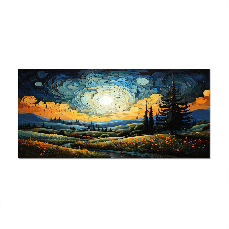 «Vangogh The Swaying Cypress III», art mural sur toile Vangogh, H 28 po x l 60 po x P 1,5 po, Toile tendue