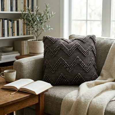 Square Cotton Chevron Pillow Cover & Insert