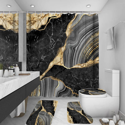 Ensemble de tapis de salle de bain antidérapant 4 pièces
