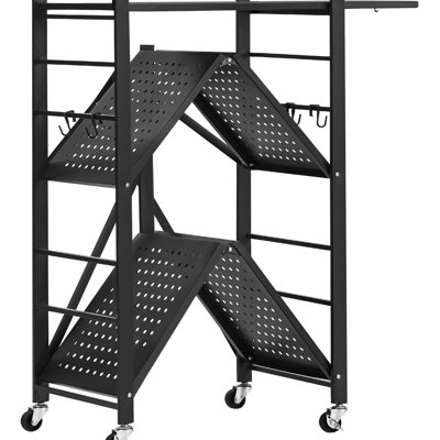 Étagère de rangement à 3 roulettes, 71 x 33 x 91 cm, en métal, montage rapide, 5 roulettes pivotantes dont 2 avec freins, acier au carbone Q235a, installation facile et pliable