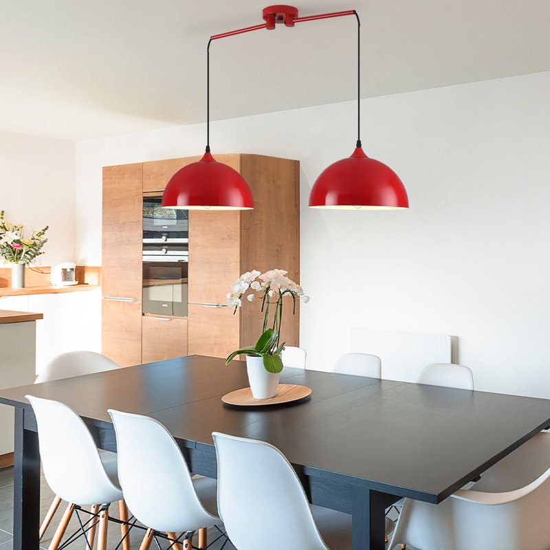 Pendant Lights Kitchen Island 2-Light, Red Dome Pendant Light, Modern Dining Room Light Fixture, Kitchen Island Lighting, Island Pendant Lights For Kitchen, Dining Room, Bar, Cafe