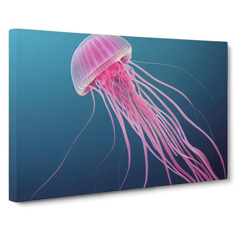XXX-H1022-WF-5333X Jellyfish Art - Wrapped Canvas Print, 50cm H x 76cm W x 3cm D