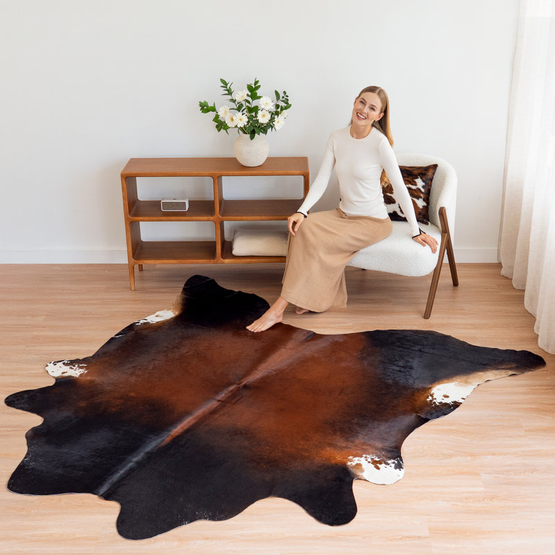Tapis en peau de vache acajou