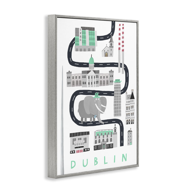 «Dublin Whimsical Travel City», estampe numérique, design par Carla Daly, H 18 po x l 12 po, Estampe numérique Farmhouse
