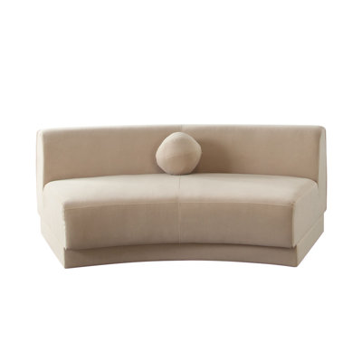 Zema Curved Armless Sofa, Curved Modular Design, Camel Brown Fabric, 84 Inch