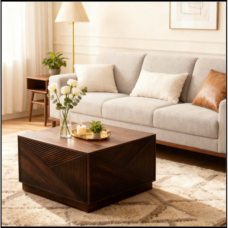 Table basse moderne carrée sans assemblage, surface durable et facile à nettoyer pour tout espace de vie