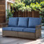 Canapé d'extérieur en rotin 3 places avec coussins confortables Tapash de 78 po pour l'extérieur - Canapé en osier imperméable pour patio, jardin, porche de jardin