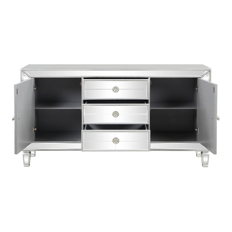 3-drawer Mirrored Storage Accent Cabinet Silver