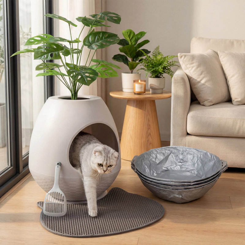 Polyethylene Plastic Litter Box, White