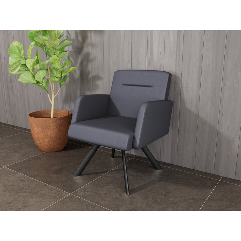 Chaise d'invité pivotante en acier Willow, Noir, Noir Patriot Plus