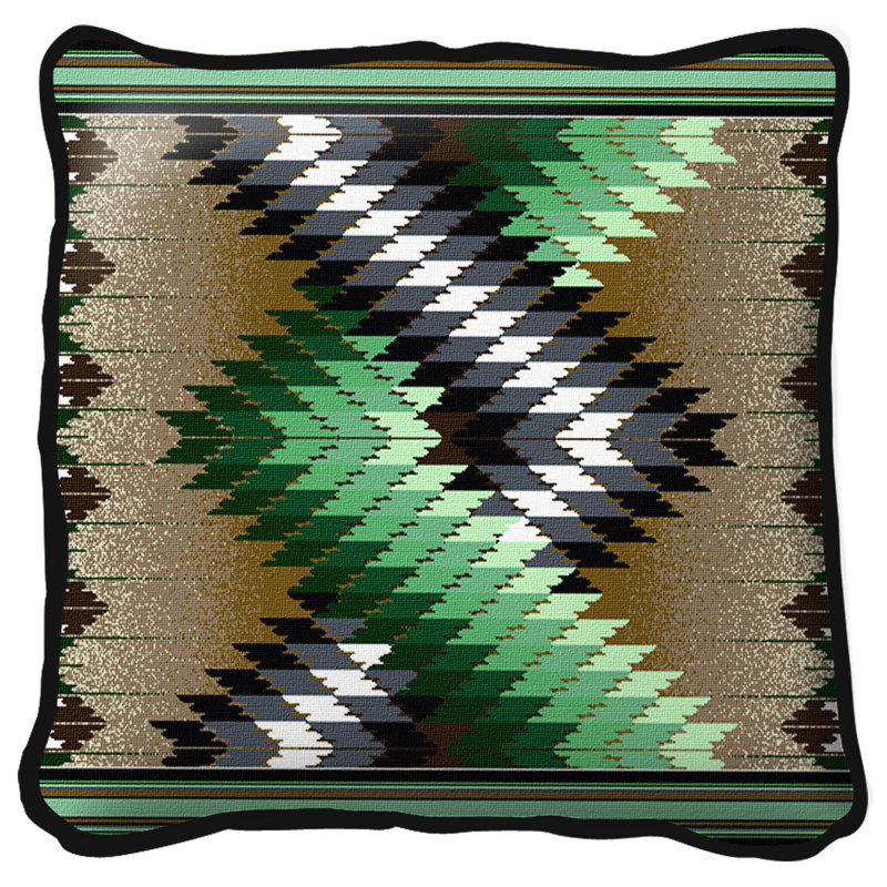 Coussin en coton Whirlwind Fire, Vert / Brun
