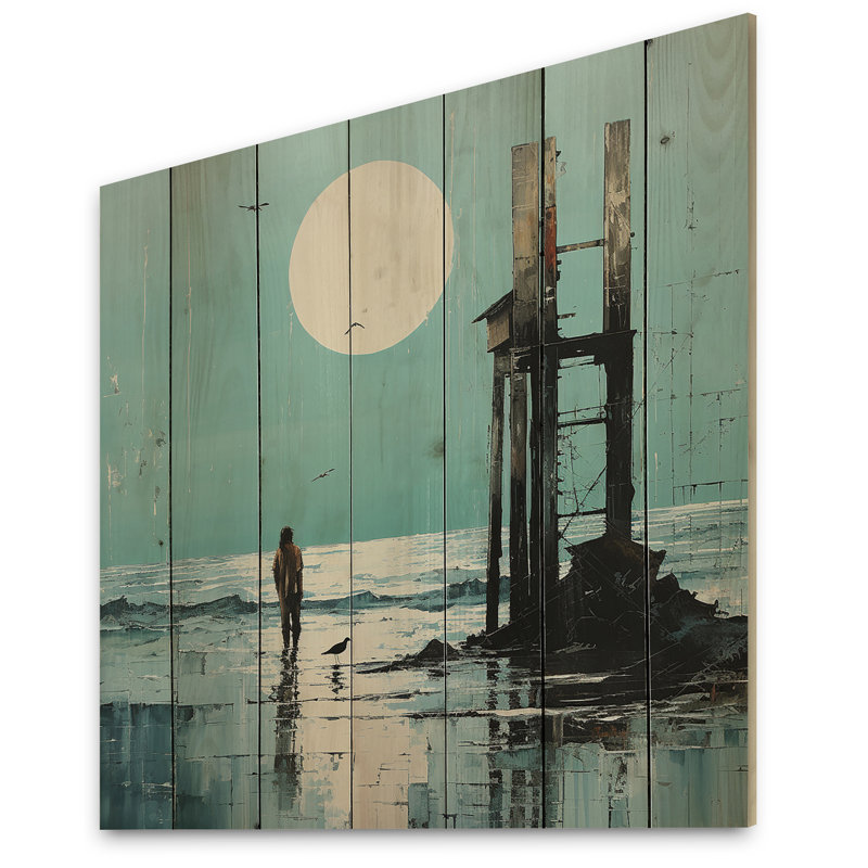 Pier Lone Pier Papercut I sur impression sur bois, H 15 po x l 15 po x P 0,78 po