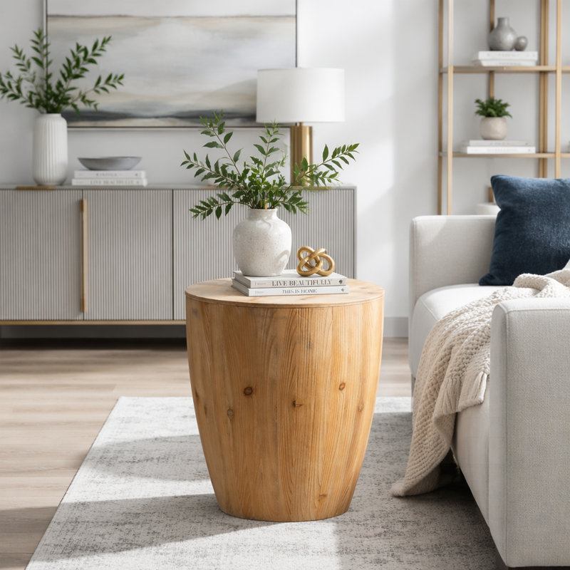 Table basse en forme de seau de style rétro avec rangement, durable et esthétique pour diverses pièces
