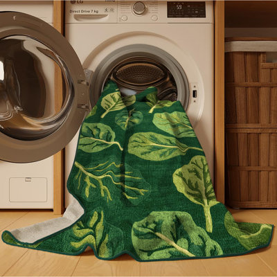 Washable Spinach Spinacia oleracea Vegetables Area Rug