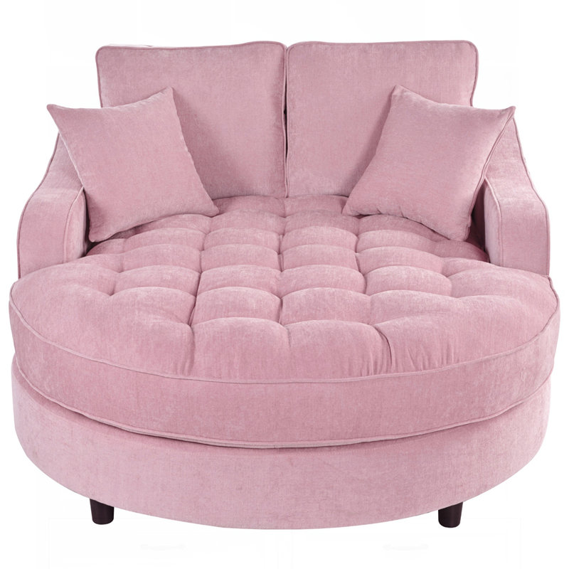 Canapé-lit de 55 po avec méridienne et coussins détachables, Rose
