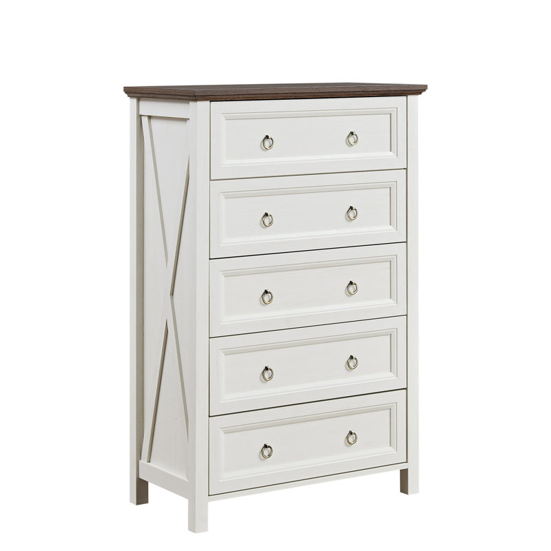 Commodes à 5 tiroirs Farmhouse pour chambre à coucher, commode haute rustique en bois, organisateur de commode pour chambre à coucher, salon, couloir