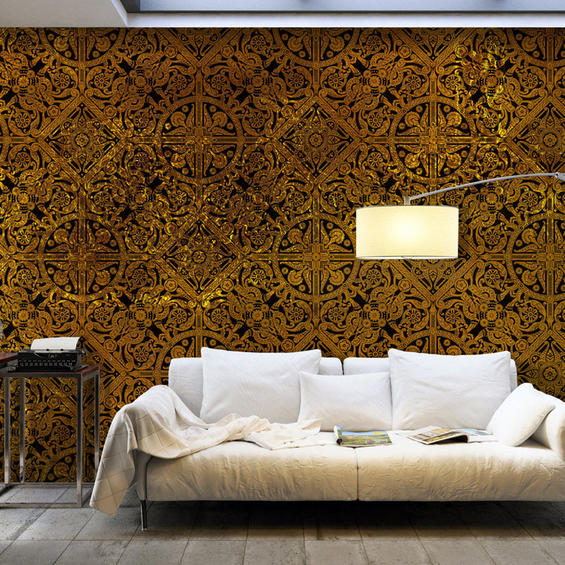 Celtic Treasure Wallpaper Mural, 300 cm x 210 cm, Gold