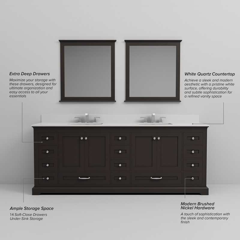 Espresso Double Vanity with Carrara Marble Top and Sinks
