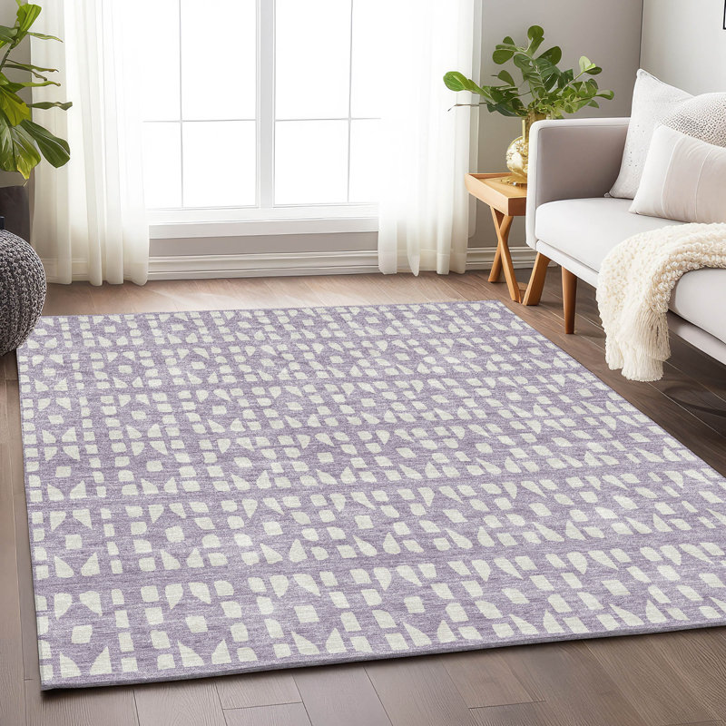 Tapis lavande Prisco lavable à la machine de qualité supérieure, Rectangle 9 pi x 12 pi