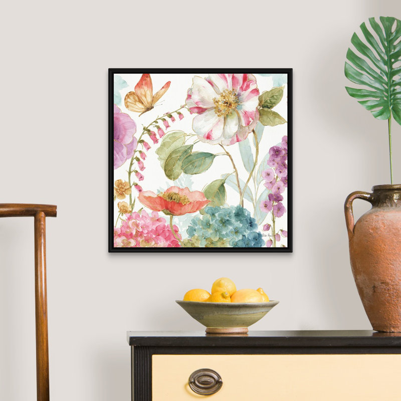 «Rainbow Seeds Flowers II» par Audit Lisa - reproduction d'art sur toile, H 22 po x l 22 po x P 2 po, Toile avec cadre noir