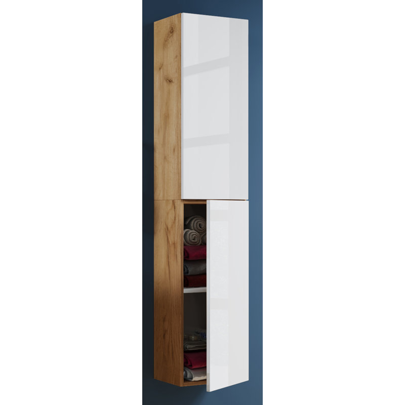 Aysheia Freestanding Bathroom Cabinet, Natural/White