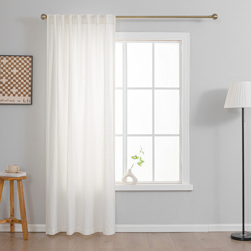 Rideau simple 100% lin filtrant la lumière, Ivoire ivoire, L 50 po x L 96 po