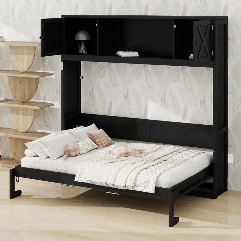 Wall-Mounted Murphy Bed With Integrated Storage System