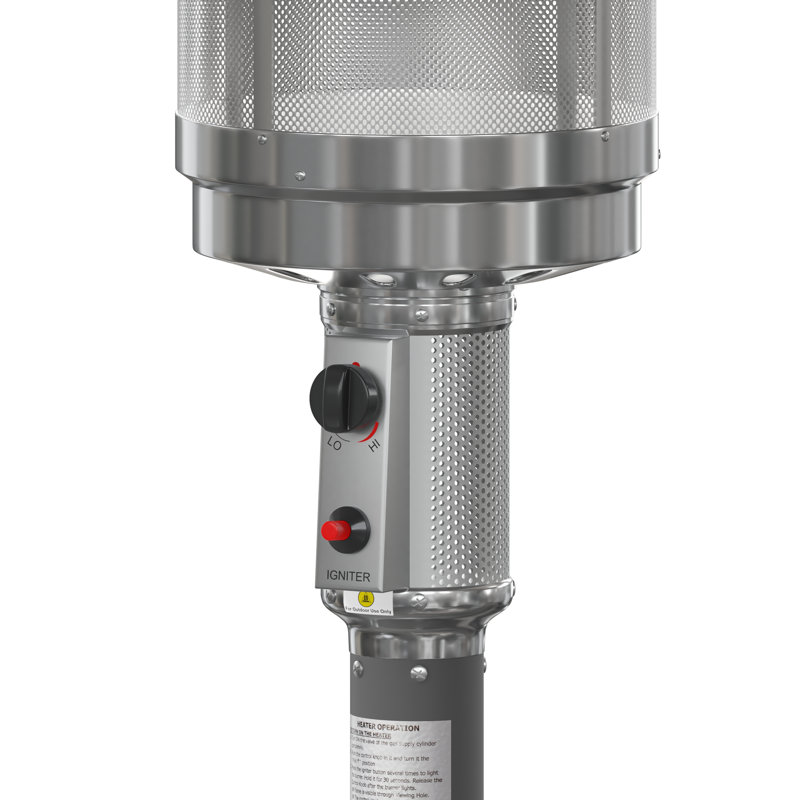 Slate Gray Stainless Steel 40,000 BTU Propane Patio Heater with Wheels