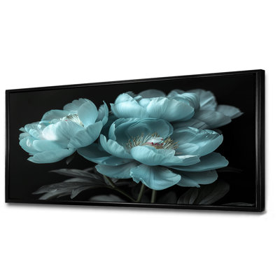 «Blue Monochon pivoines Natures Nuance II», impression d'art mural pivoines
