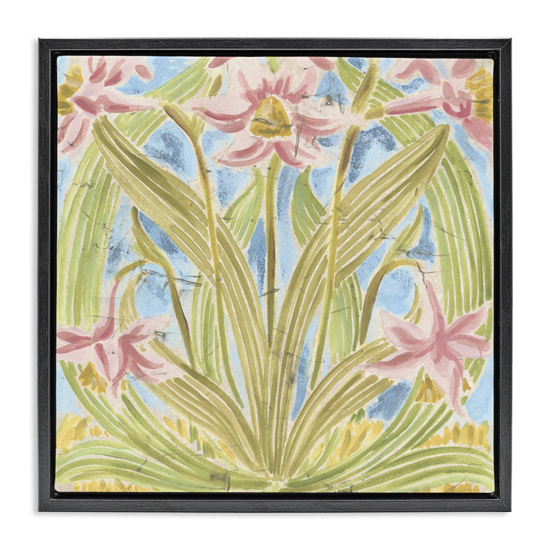 Cadre flottant Botanical Palau Tiles, design par June Erica Vess, H 18 po x l 18 po, Cadre flottant noir de jais