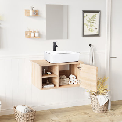 28" Wall-Mounted Single Bathroom Vanity Set with Mirror