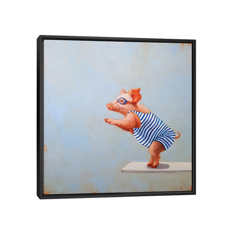 « the plongée », reproduction sur toile, Toile avec cadre noir, H 5 po x l 18 po x P 18 po, Pas de tapis