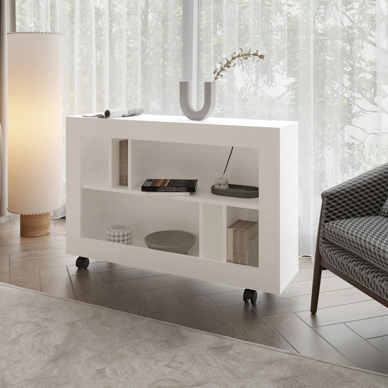 Console en mélamine avec rangement ouvert, Blanc