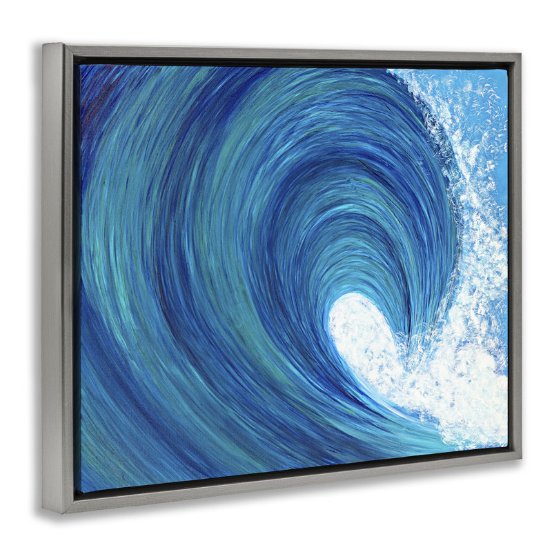 «Swirling Ocean Wave» par Megan Morris, H 17 po x l 21 po, Cadre flottant gris lustré