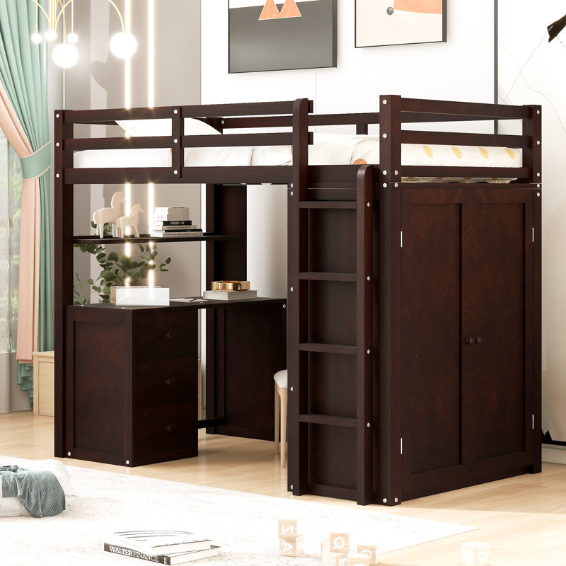 Frantell Kids Twin Loft Bed with Drawers