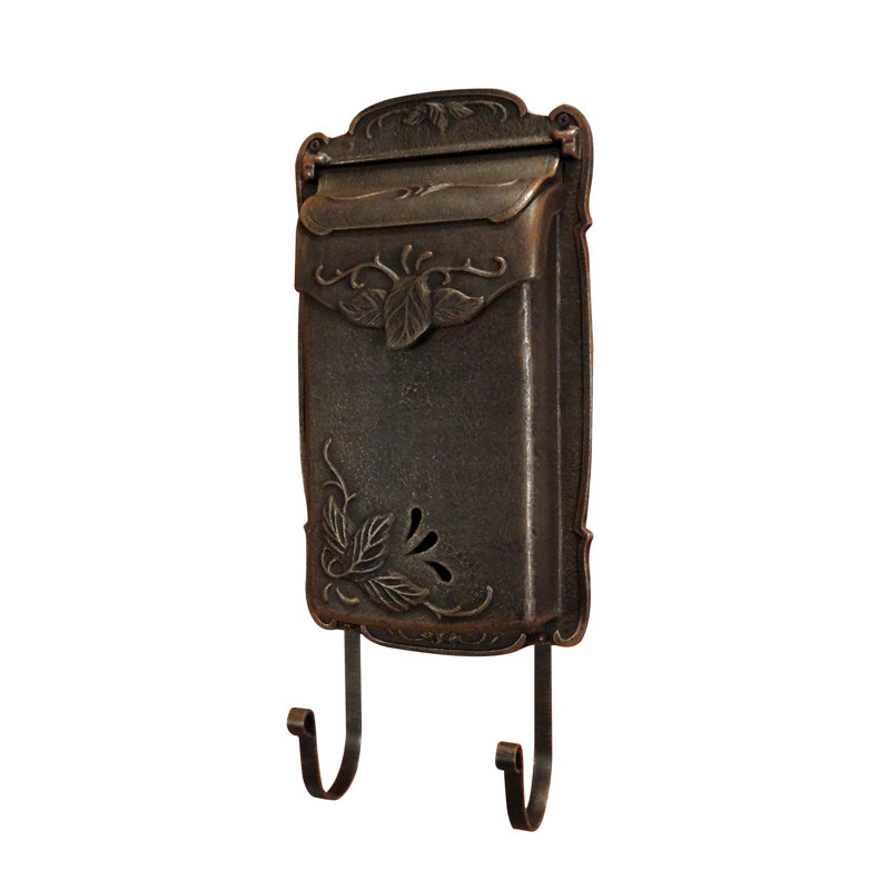 Floral Aluminum Wall Mounted Mailbox, Copper