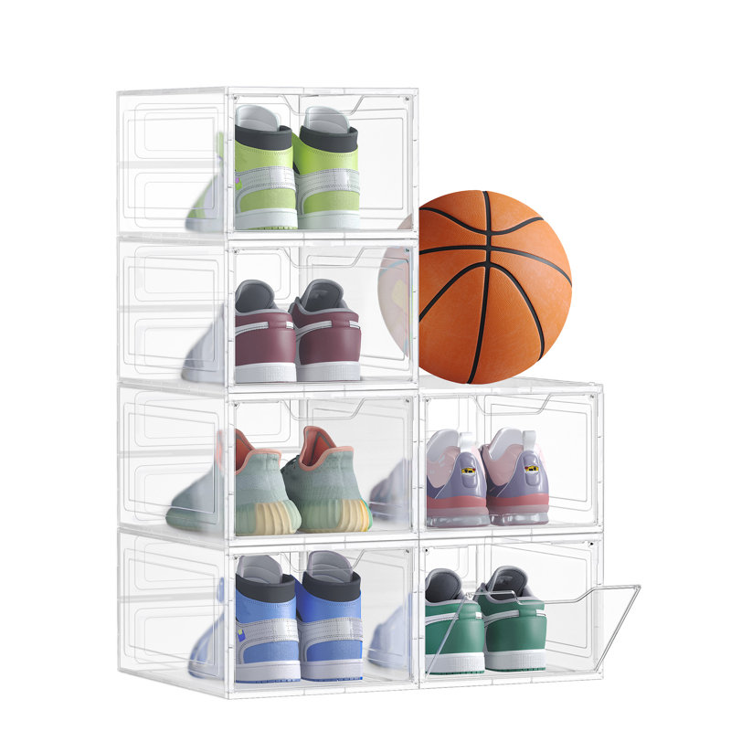 6 Pair Stackable Shoe Storage Box, White