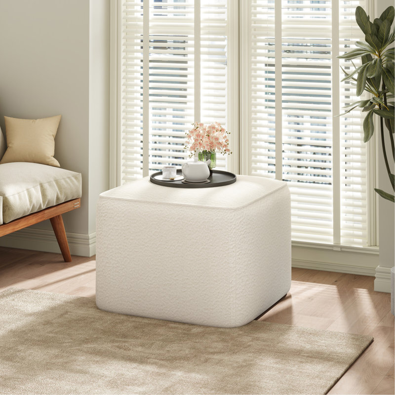 Structure carrée blanche avec coussins confortables en mousse dense et ressorts ensachés, aspect moderne et élégant, structure en contreplaqué de bois rembourré de l 22,23 po x P 16,79 po, adaptable à une pièce différente