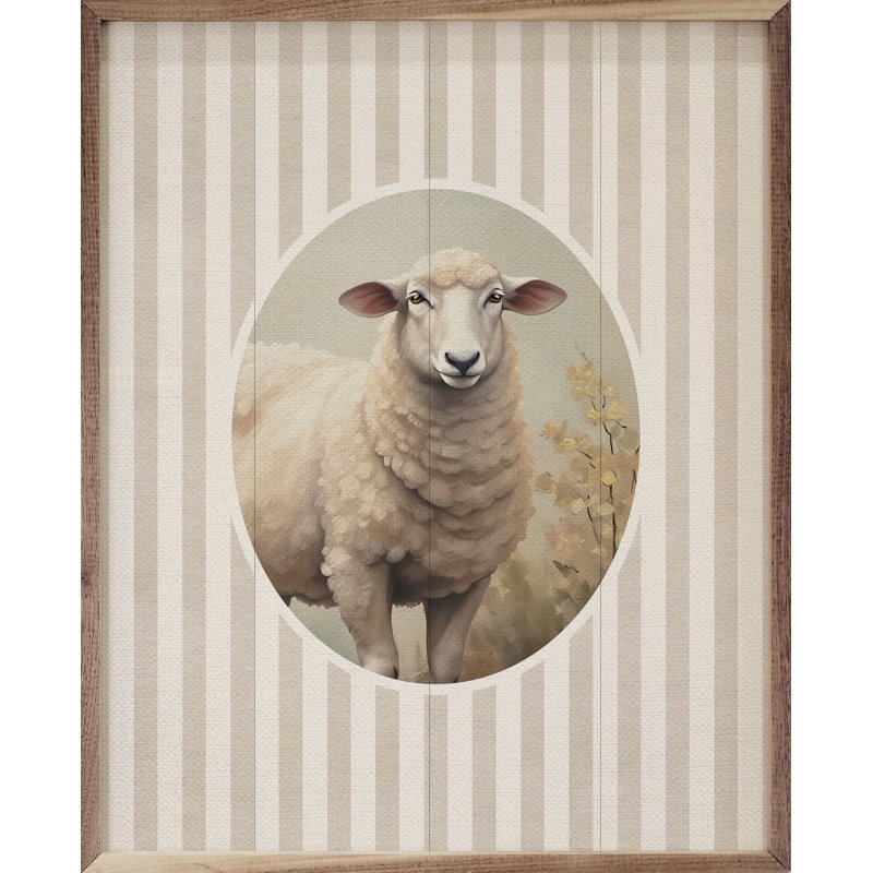 Rayures et mouton, H 20 po x l 16 po