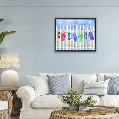Summer Clothesline with Flip Flops Floating Frame, design by Paul Brent
