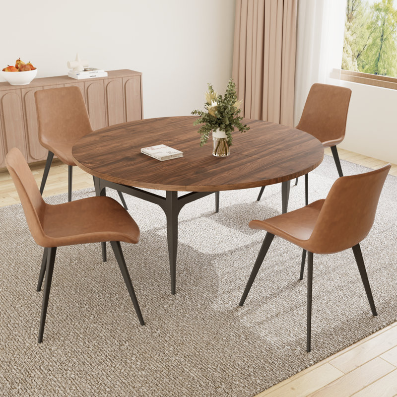 Ensemble de table de salle à manger 55,1 po, table de cuisine moderne pour 4 à 6 personnes, pieds en acier, ensemble de salle à manger à piédestal avec chaise de salle à manger, gain de place