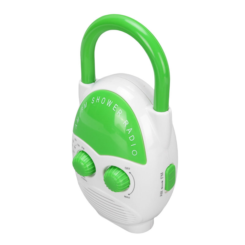 Radio portable AM/FM étanche IPX5, 500 mW, volume réglable, verte, pour la maison